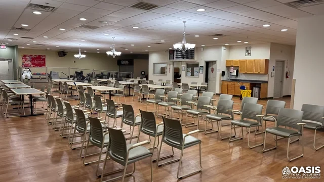 Community hall floor after janitorial maintenance